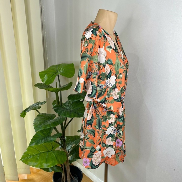Sheike Orange Floral Playsuit Size 8 - Picture 4 of 12